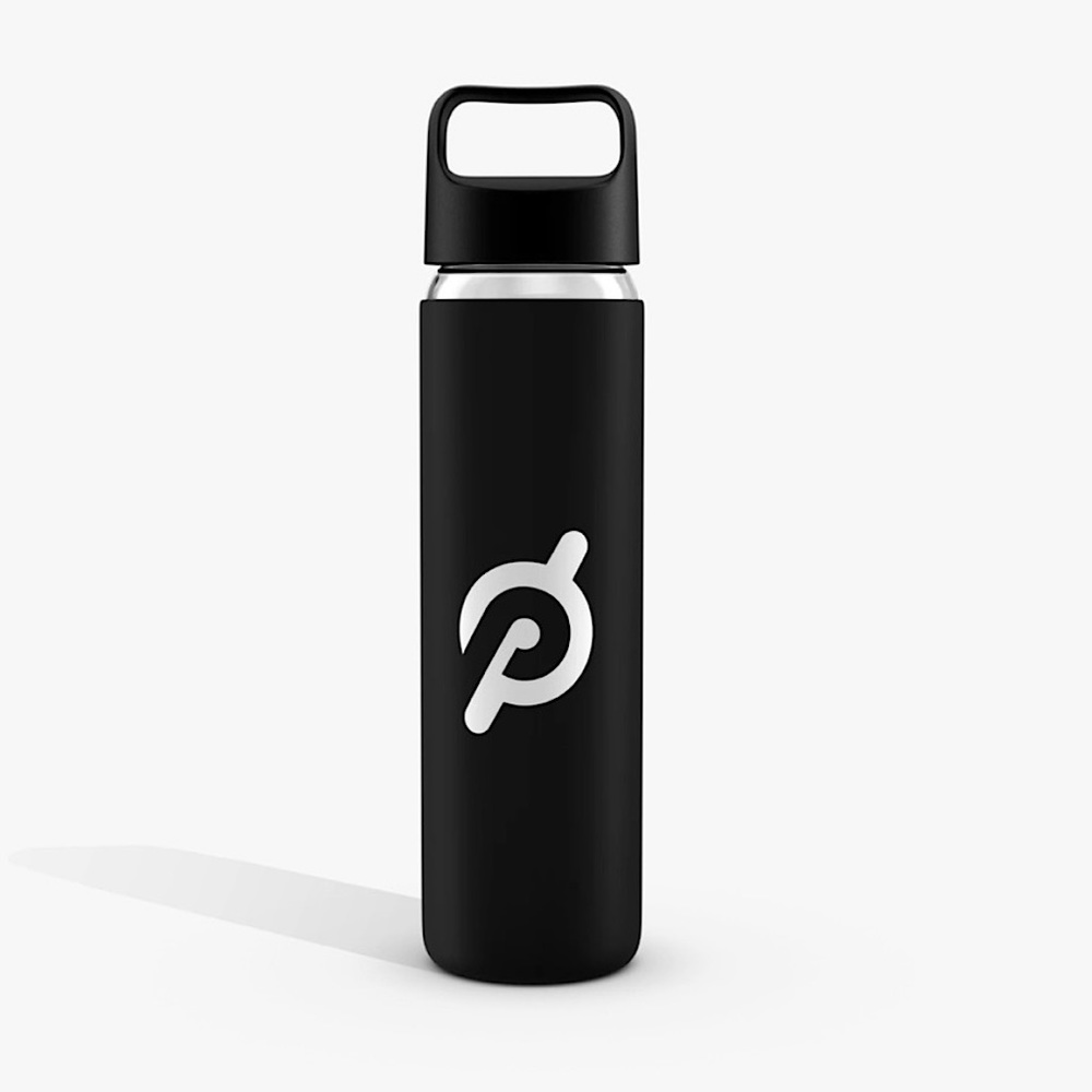 NWT Peloton Black Non Slip Silicone Sleeve 16 oz. Glass Water Bottle